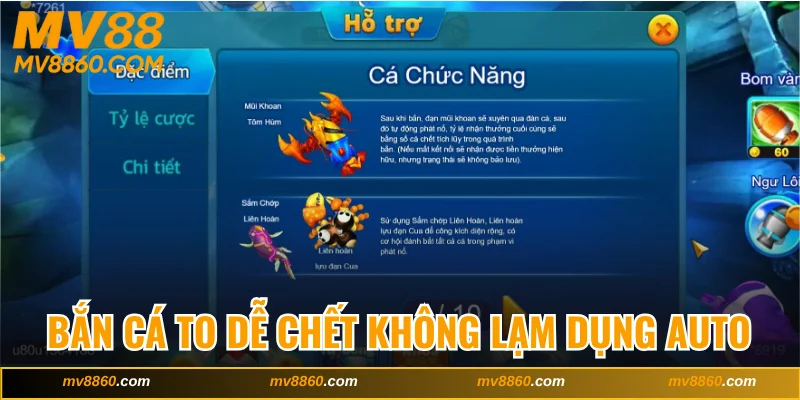 Bắn cá to dễ chết không lạm dụng auto play