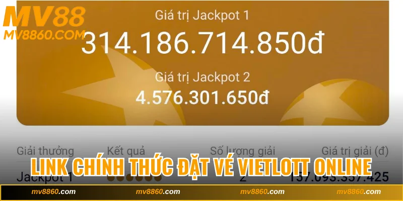 Truy cập link chính thức đặt vé Vietlott online